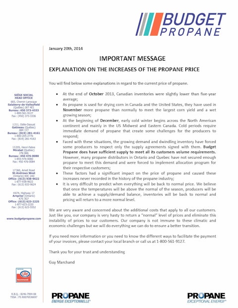 Important Message PRICE 2014 01 20