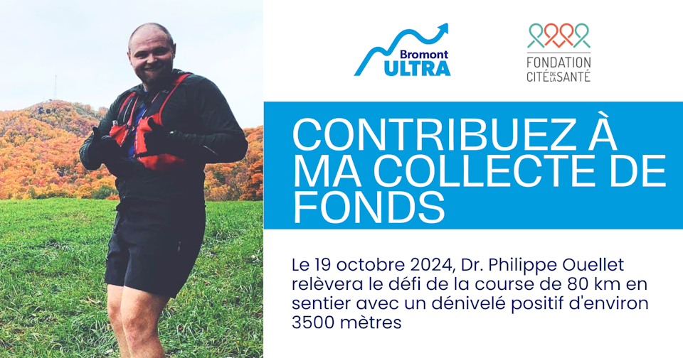 Le 19 octobre 2024 Dr Philippe Ouellet relevera le defi de la course de 80 km avec un denivele de 3500 metres Francais