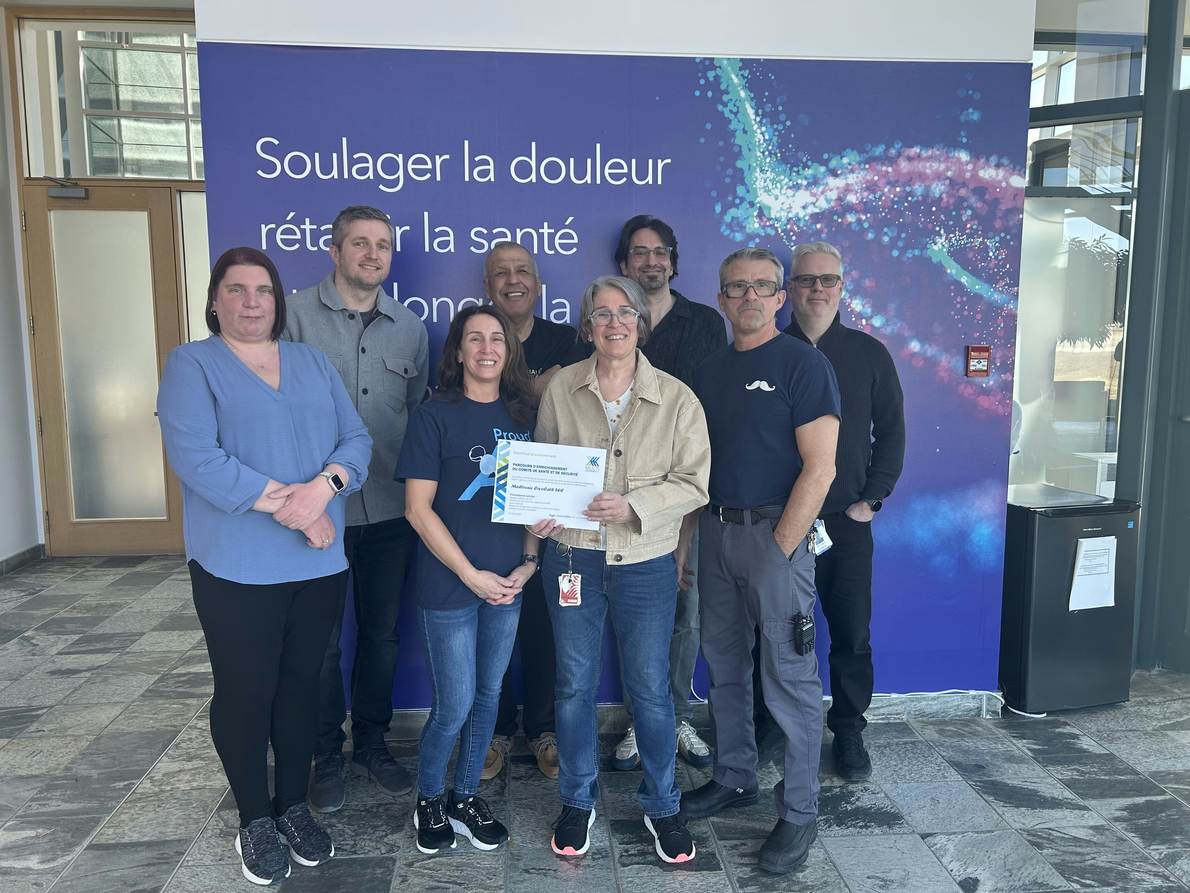 Photo du comité de santé et de sécurité (CSS) de l'entreprise Medtronics